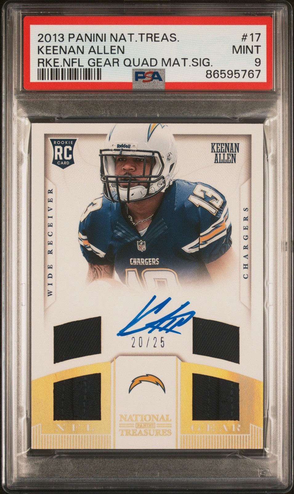 Keenan Allen Panini National Treasures Rookie NFL Gear Quad Materials Signatures #17 Base