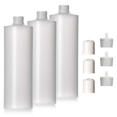 Aromine 16oz Natural Color HDPE Squeeze Bottles with 9 Piece Set, natural 