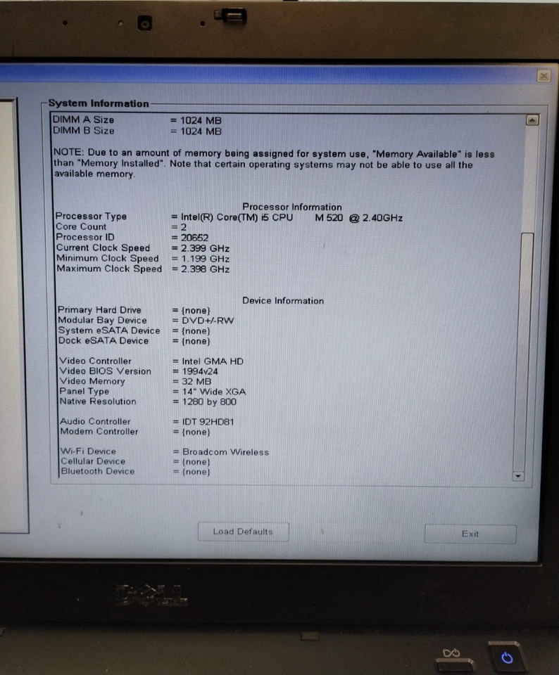 Dell Latitude E6410 14" Laptop i5 M 520 2.40GHz 2GB RAM No HDD Boots/Bios No OS - Image 3 of 4