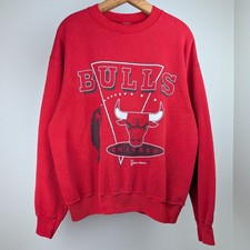 Vintage Chicago Bulls Jordan Red Crewneck Sweatshirt Size L Vtg 90s