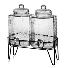 192 Gal. Glass Hamburg Beverage Serveware Dispensers with Stand (Set of 2)
