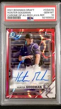 Hunter Goodman 2021 Bowman Draft Chrome Red Lava Refractor Auto #d/5 PSA 10