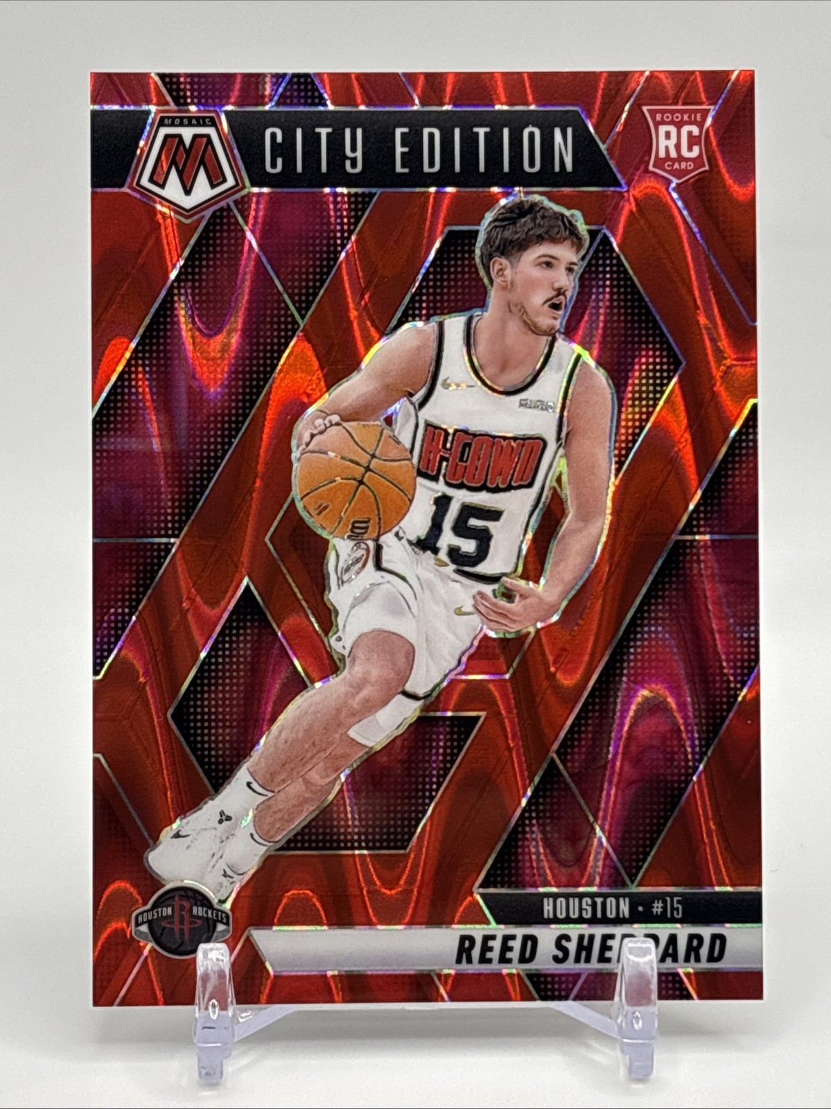 2024-25 Panini Mosaic City Edition Reed Sheppard RC #276 Red Seismic Prizm /299