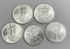 Lot of 5 - 2009 $1 American Silver Eagle 1 oz BU Bullion Lot