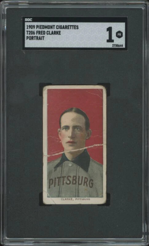 1909 T206 FRED CLARKE POOR PORTRAIT PIEDMONT 150 SGC 1 PITTSBURGH PIRATES