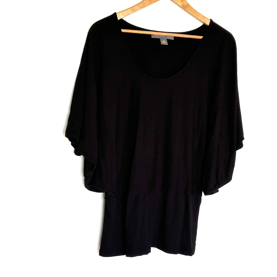 Josephine Chaus 女式 XL 黑色 Dolman 袖褶皱腰上衣 — 第 2/4 张图片