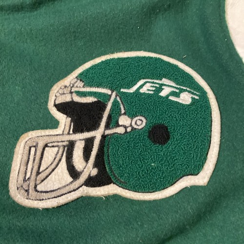 Vintage 80s 90s New York Jets Delong Script Wool Leather Jacket Sz 44 NFL - Picture 4 of 14
