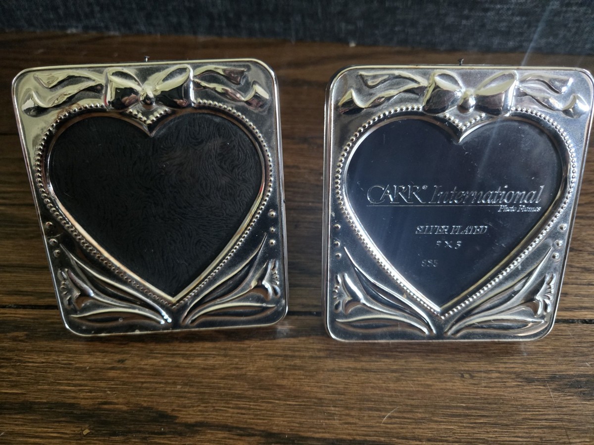 2 Carr International Silver-Plated Heart 3x3 Elegant Embossed