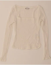 ZARA Womens Crop Top Long Sleeve UK 8 Small White Cotton AG12