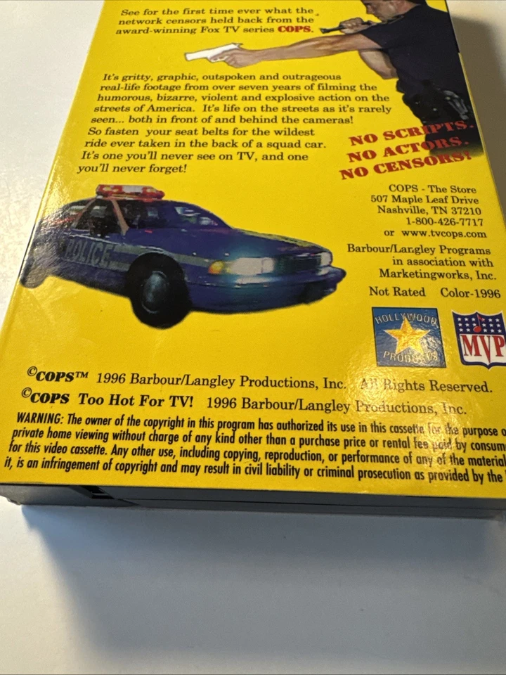 COPS - Too Hot for TV (VHS) Live Law Enforcement 1996 NICE - Image 4 of 4