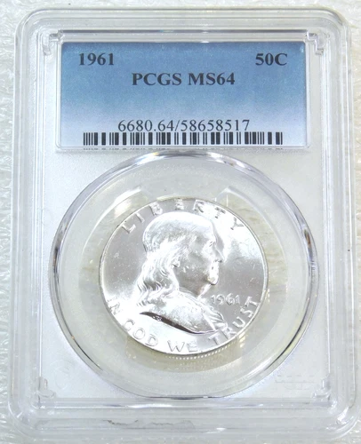 1961 Franklin Half Dollar PCGS MS64 95% FBL Frosty Just Graded New Holder #V300H