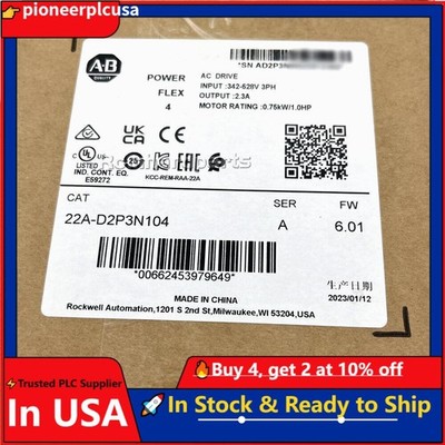 AB 22A-D2P3N104 PowerFlex 4 0.75 kW 1 HP AC Drive New Factory Sealed US Free Tax
