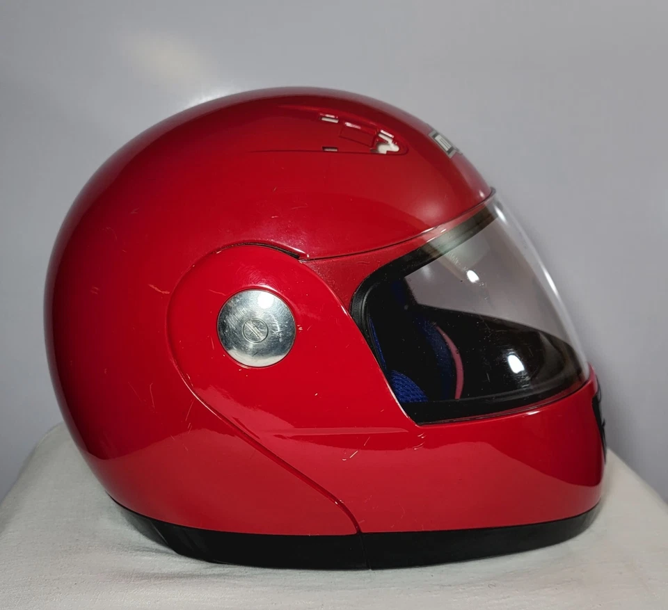 Capacete de motocicleta MPR L/XL vermelho com viseira transparente. - Imagem 2 de 4