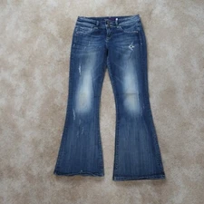 VIGOSS Flared Leg Jeans Women's 7 Dark Blue Denim Stretch Mid Rise