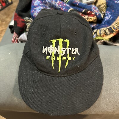 Monster Energy Drink Sz S/M Black Fitted Stretch Baseball Hat Cap