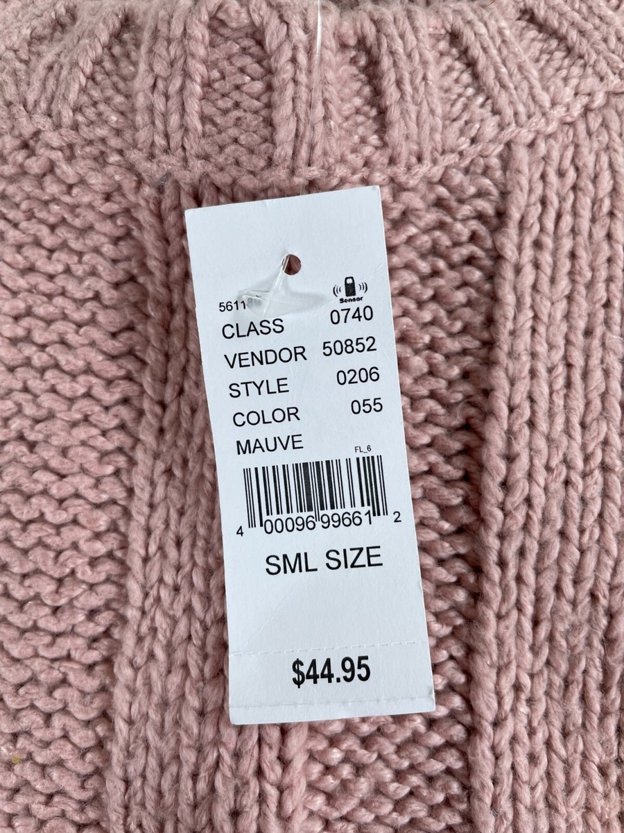 NWT Pacsun Womens Mauve Pink Cropped Cable Knit Crewneck Sweater