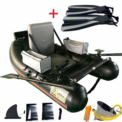 SPAR SET DELTA FISHING Belly Boat Infinity Black 1,60m TOP Ausstattung & Flossen