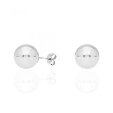 14k White Gold Polished Ball Push Back Stud Earrings 9mm