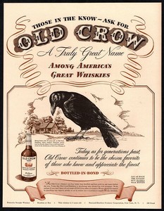 1944 Old Crow Kentucky Straight Bourbon Whiskey Black Crow Vintage Ad Ebay