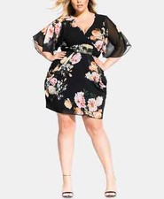 City Chic Trendy Plus Size Tuscan Rose Belted Dress