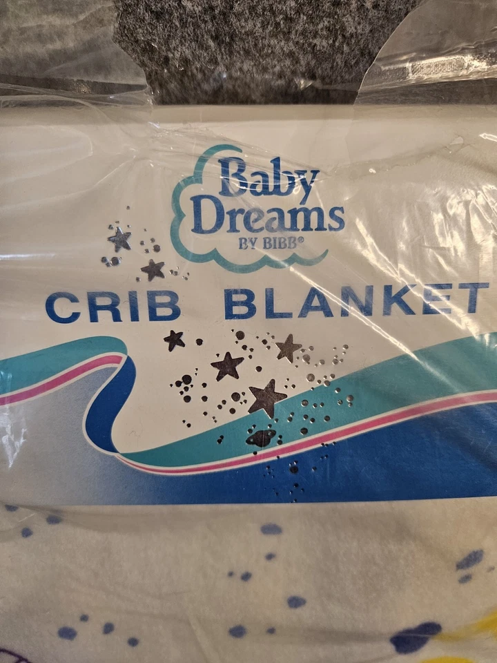 婴儿梦婴儿床毯野生动物园拼贴 40x45 缎面边缘装饰复古美国新品 — 第 2/4 张图片