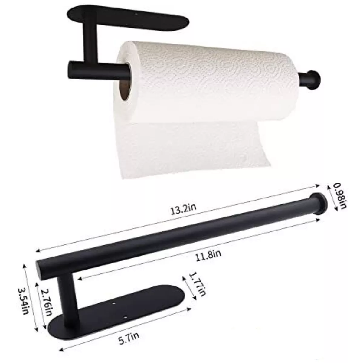 Paper Towel Holder Self Adhesive /Drilling Wall Mount SUS304 Stainless  Steel Blk