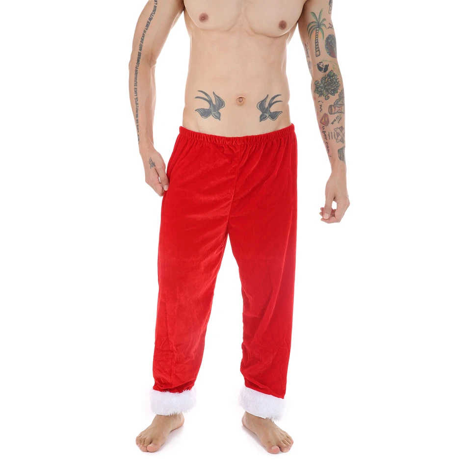 Hombres Pantalones Pantalones Largos Navidad Papá Noel Fiesta de Navidad Juegos con disfraces Terciopelo Rojo Foto 2 de 4