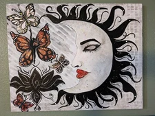 The Moon sees you acrylic paint signed. Upcoming artist 