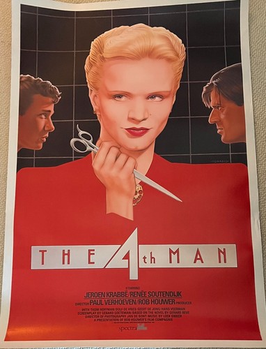 THE 4th MAN, ORIGINAL 1983 THEATRICAL POSTER, LINEN BACKED!
