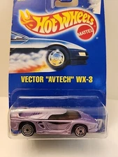 Hot Wheels 1992 #207 Vector Avtech WX-3 Purple Mattel Diecast 1:64 Scale Vintage