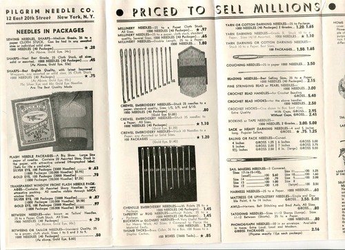 Vintage Brochure PILGRIM NEEDLE CO NY prices illustrated 1939 - Picture 2 of 2