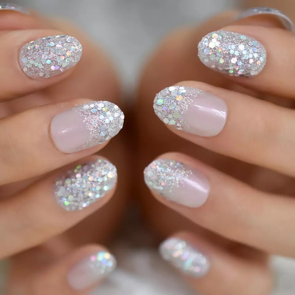 FALSE FAKE NAILS MEDIUM COFFIN FRENCH NAIL ART GEL ACRYLIC GLUE NEW | eBay