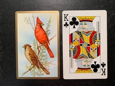 Swap Playing Card  Cardinals  Vintage  Birds  KING OF CLUBS   Gold Borders