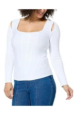 C Wonder by Christian Siriano Peek-a-Boo Corset Top White