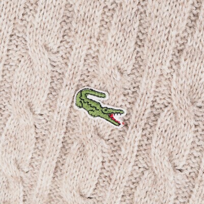 Lacoste Men's Vintage Knit Wool Beige Sweater Pullover size