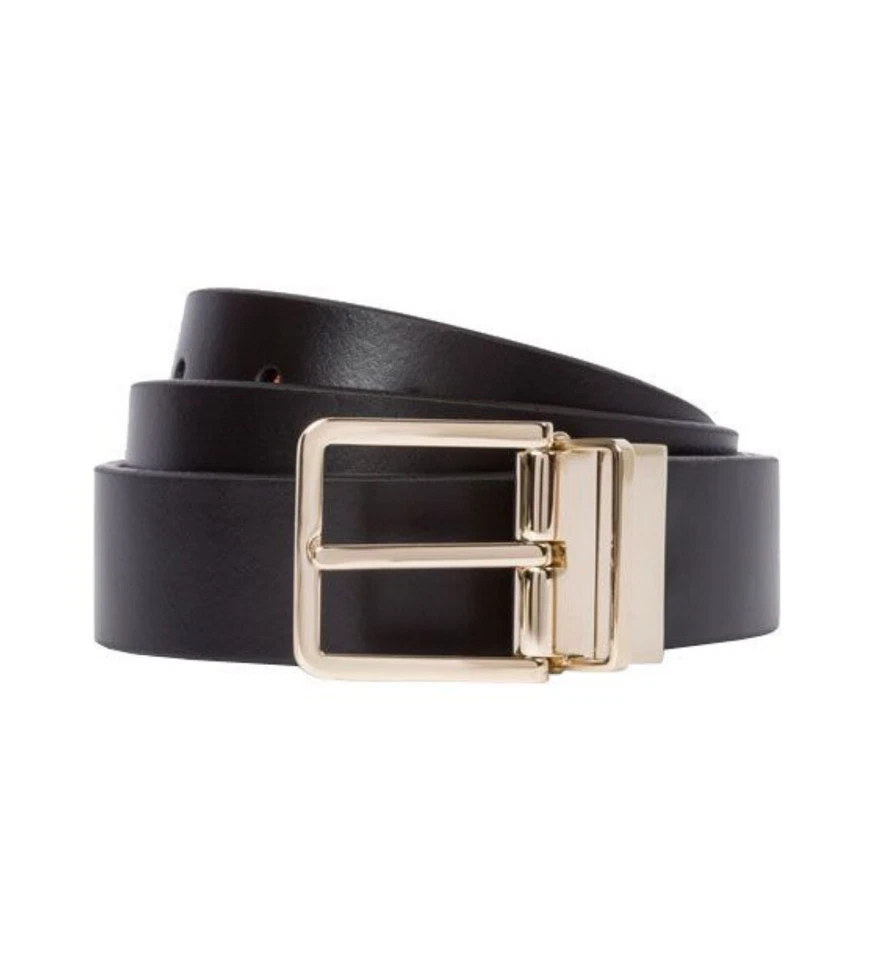 Paul Smith Hombre Negro Firma Rayas Cuero Cut-To-Fit Cinturón Reversible Kit - Imagen 3 de 4