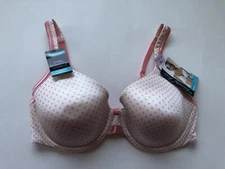 NWT Vanity Fair Illumination Underwire Bra 75338  36D  Ivory Pink Polkadots