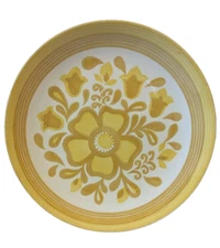 Mid Century Vintage Royal USA Cavalier Damsel 12" Chop Plate Gold Flowers