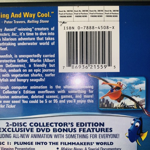 Finding Nemo (DVD, 2003, 2-Disc Set) Disney & Pixar - Picture 3 of 3