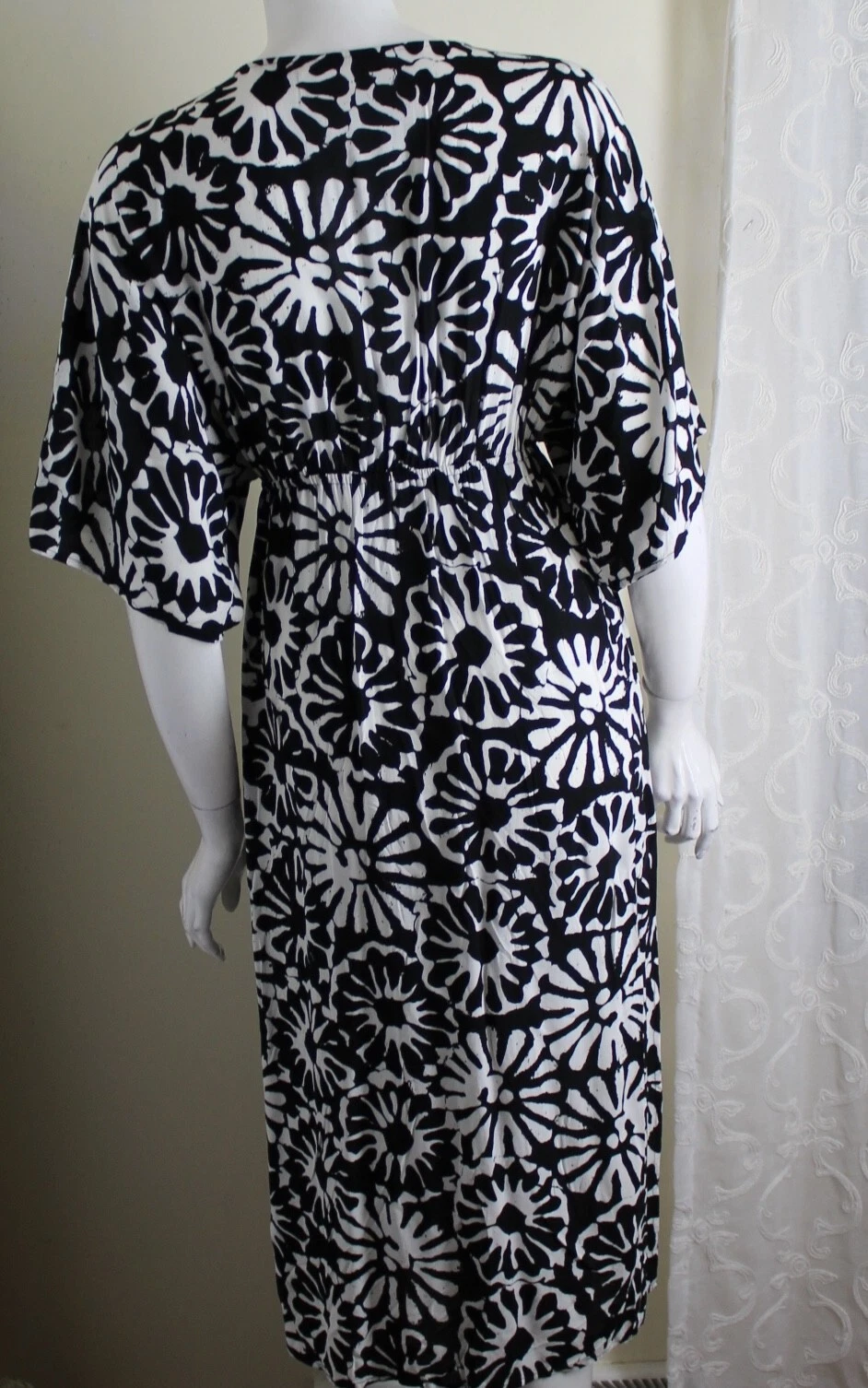 Abito pullover Tory Burch taglia XS nero bianco rayon astratto sfiato laterale Matisse
