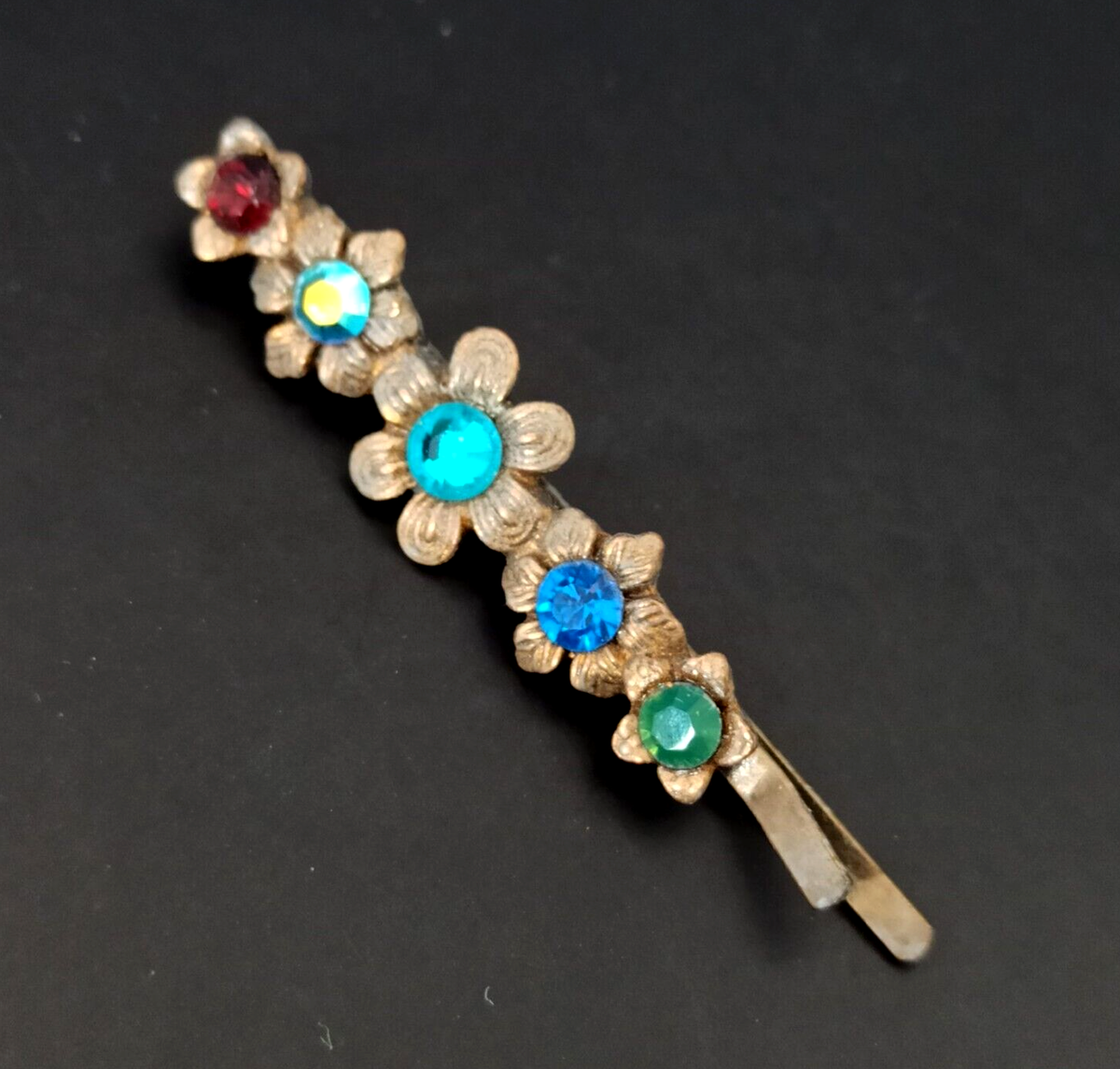 Michal Negrin Hairpin Barrette Romantic Colorful Flower Crystals