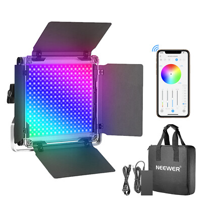 Neewer 660PRO RGB Led Video Light Lighting Full Color with Barndoor/U Bracket