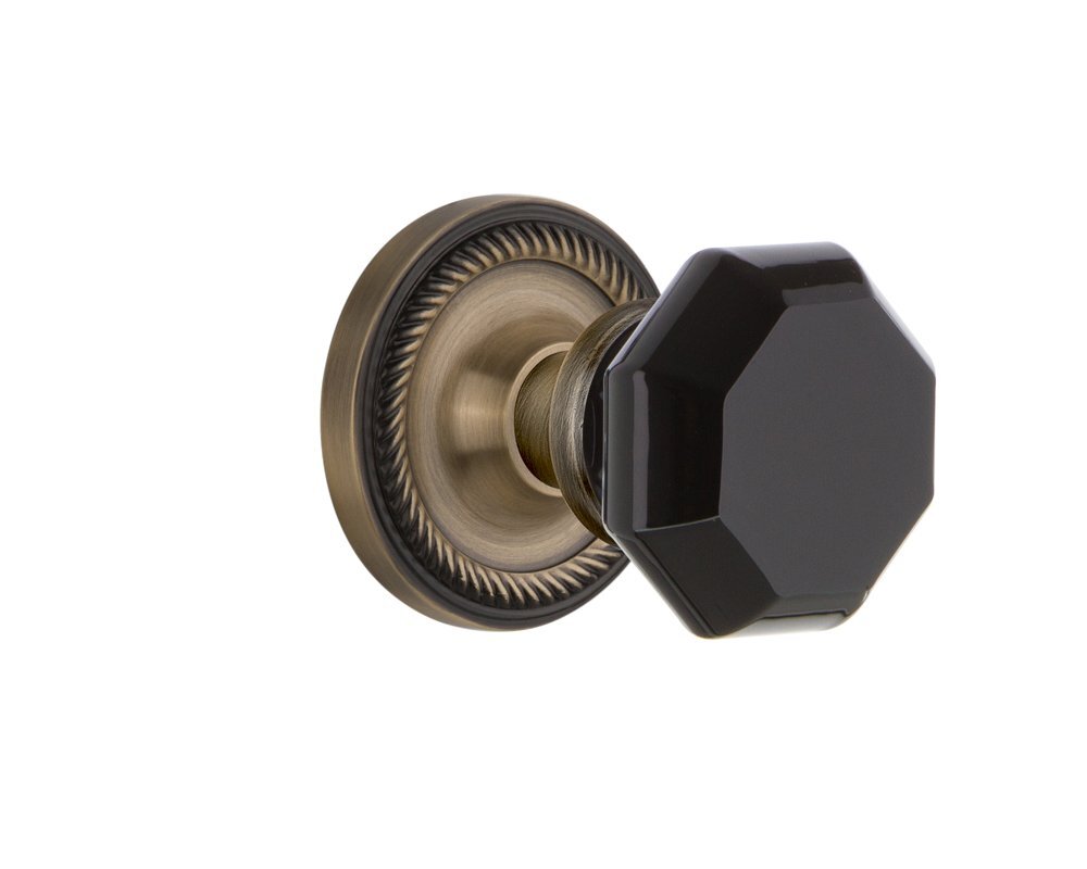 Warehouse 722582 Rope Rosette Single Dummy Waldorf Black Door Knob in Antique...