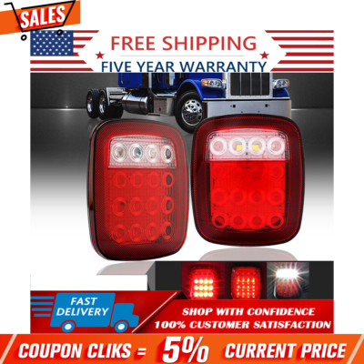 2 x LED Tail Lights Brake Reverse Stop Turn Signal For Jeep Semi Truck Trailer