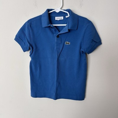 Lacoste Youth Kids Blue Polo Shirt Size 6 100% Cotton Short Sleeve Classic