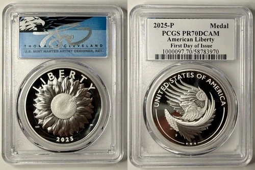 2025 P American Liberty PCGS PR70 Thomas Cleveland Signed (Blue  Eagle Label)