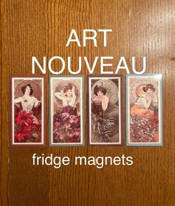 Art Nouveau FRIDGE MAGNETS Precious Stones Mucha classic art