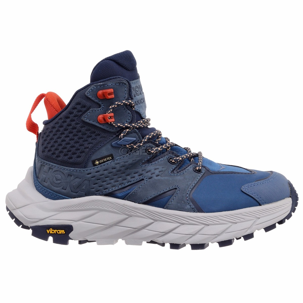 HOKA Anacapa Mid GTX Gore-Tex Womens Hiking Boots Shoes, Dark Blue