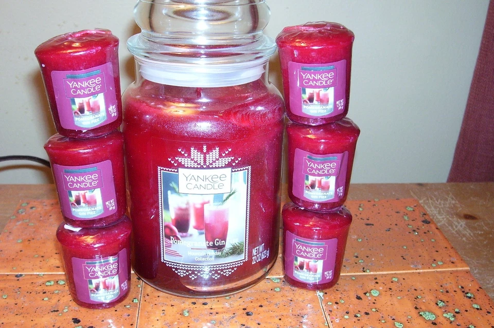 yankee candle 22oz JAR POMEGRANATE GIN FIZZ  + 6 VOTIVES - Image 3 of 4