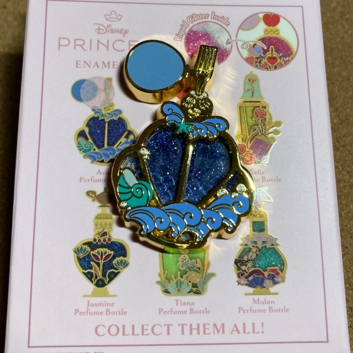 2025 Boxlunch Disney Princess Glitter Perfume Bottle Pin Ariel Little Mermaid